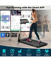 Gymax 2.25HP Folding Led Treadmill Electric Running Walking Machine w/ App Control Gym