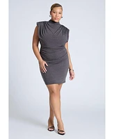 Eloquii Plus Draped Neck Rhinestone Mini Dress