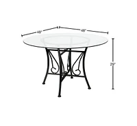 Slickblue Round Glass Dining Table with Metal Frame for Modern and Elegant Dining Spaces