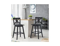 Slickblue Set of 2 Wood Modern Kitchen Dining Bar Stools with Farmhouse Swivel Seat