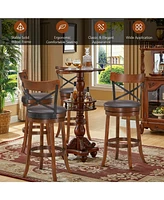 Gouun Set of 2 Bar Stools 360-Degree Swivel Dining Bar Chairs with Rubber Wood Legs-29.5 inch