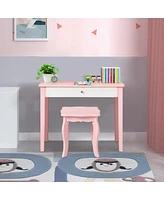 Gouun Kids Princess Make Up Dressing Table with Tri-folding Mirror and Chair
