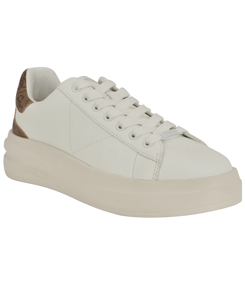 Guess Women's Elbina Contrast Heel Platform Lace-Up Sneakers