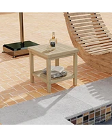 Gouun 2-Tier Outdoor Side Table with Shelf for Porch Deck Garden