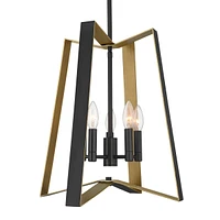 Possini Euro Design Clara 16" Modern Pendant Chandelier Ceiling Light Fixture Dining Room Over Table Kitchen Island Foyer Hanging 4-Light Black Gold F