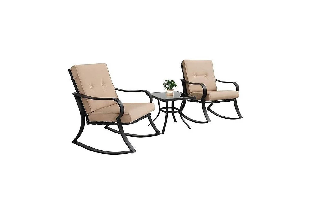 Slickblue 3-Piece Outdoor Dining Set with Pe Rattan and Cushions for Patio Furniture