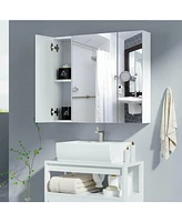 Slickblue Modern 3-Door Wall Mounted Medicine Cabinet Bathroom Mirror Cupboard