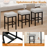 Dyhome Counter Height Bar Stools Set of 4, 27 Inches Modern Kitchen Stools, Metal Legs Backless Saddle Stool Chair for Island, Dining Room