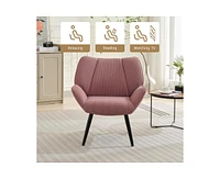 gaomon Modern Accent Chair with Wingback, Corduroy Living Room Armchair for Bedroom, Modern Accent Armchair Comfy Reading Chair for Waiting Room, Pink