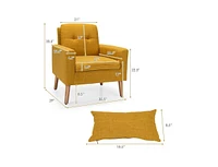Slickblue Linen Mid-Century Modern Accent Chair with Pillow Stylish Living Room Seating