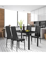Gouun 5 Piece Kitchen Dining Set with Glass Metal Table and 4 Chairs