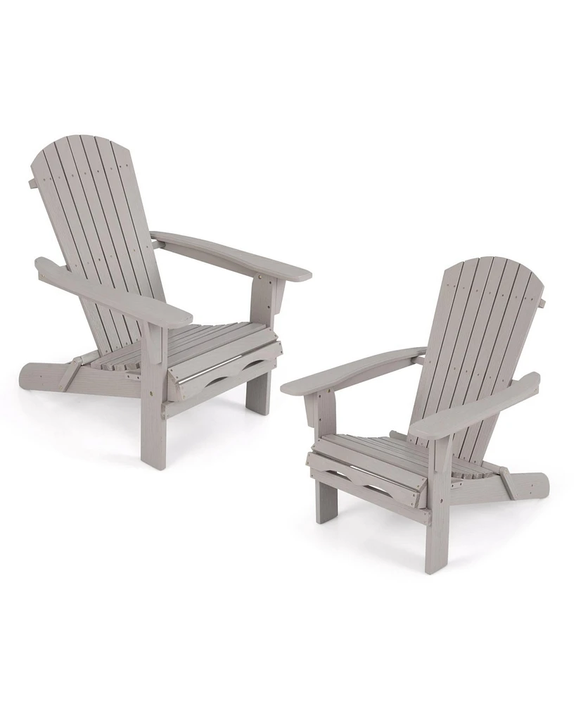 Gouun Folding Adirondack Chair Set of 2 with High Backrest and Wide Armrests