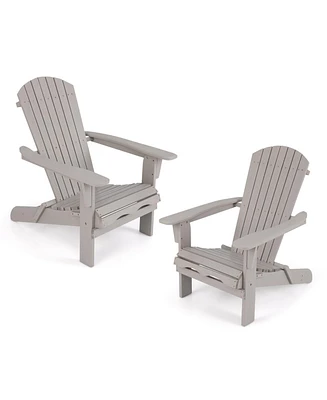 Gouun Folding Adirondack Chair Set of 2 with High Backrest and Wide Armrests