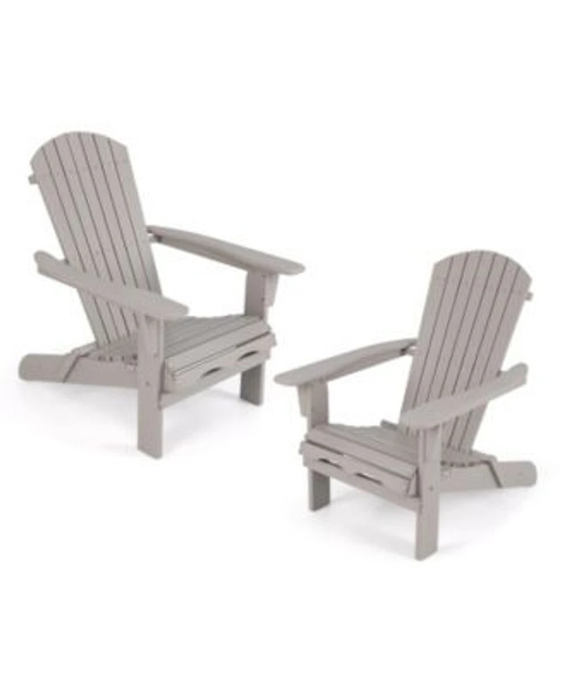 Gouun Folding Adirondack Chair Set of 2 with High Backrest Wide Armrests