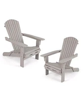 Gouun Folding Adirondack Chair Set of 2 with High Backrest Wide Armrests
