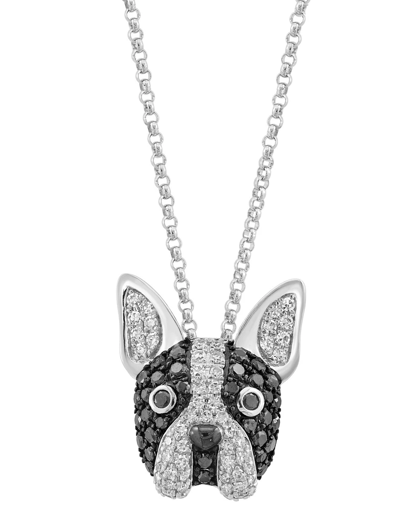 Effy Collection White Diamond (1/5 ct. t.w.) & Black Diamond (1/4 ct. t.w.) Pendant 18" Necklace in 14k White Gold