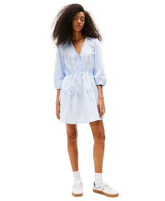 Tommy Jeans Women's Cotton Poplin Tiered Minidress