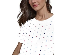 Karl Lagerfeld Paris Women's Allover Embellished T-Shirt