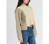 En Saison Women's Greer Cable-Knit Long-Sleeve Sweater