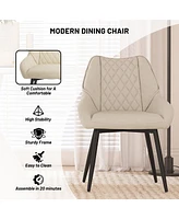 Boyel Living Fabric Diamond Shaped Soft Dining Chair with Metal Legs(Set of 2)