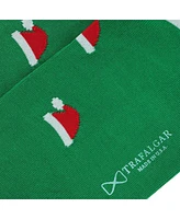 Trafalgar Men's Kringle Santa Hat Over The Calf Christmas Mercerized Cotton Socks