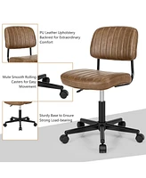 Gouun Pu Leather Adjustable Office Chair Swivel Task Chair with Backrest