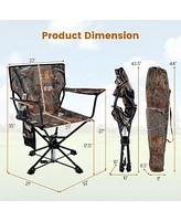 Gouun 360° Swivel Hunting Chair Portable Foldable Hunting Chair with Mesh Cup Holder and Storage Pockets-Camouflage