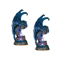 Fc Design "2-pc Gift Set" 9"H Led Blue Dragon Sitting on Throne Figurine Statue Ornament Home Room Office Decor and Perfect Gift Ideas for Housewarmin