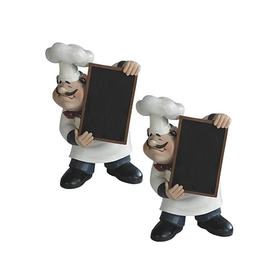 Fc Design "2-pc Gift Set" 11"H Chef Holding Chalkboard Menu Blackboard Statue Kitchen Figurine Statue Ornament Home Room Office Decor and Perfect Gift