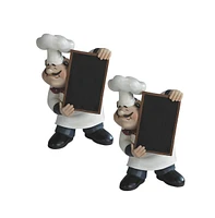 Fc Design "2-pc Gift Set" 11"H Chef Holding Chalkboard Menu Blackboard Statue Kitchen Figurine Statue Ornament Home Room Office Decor and Perfect Gift