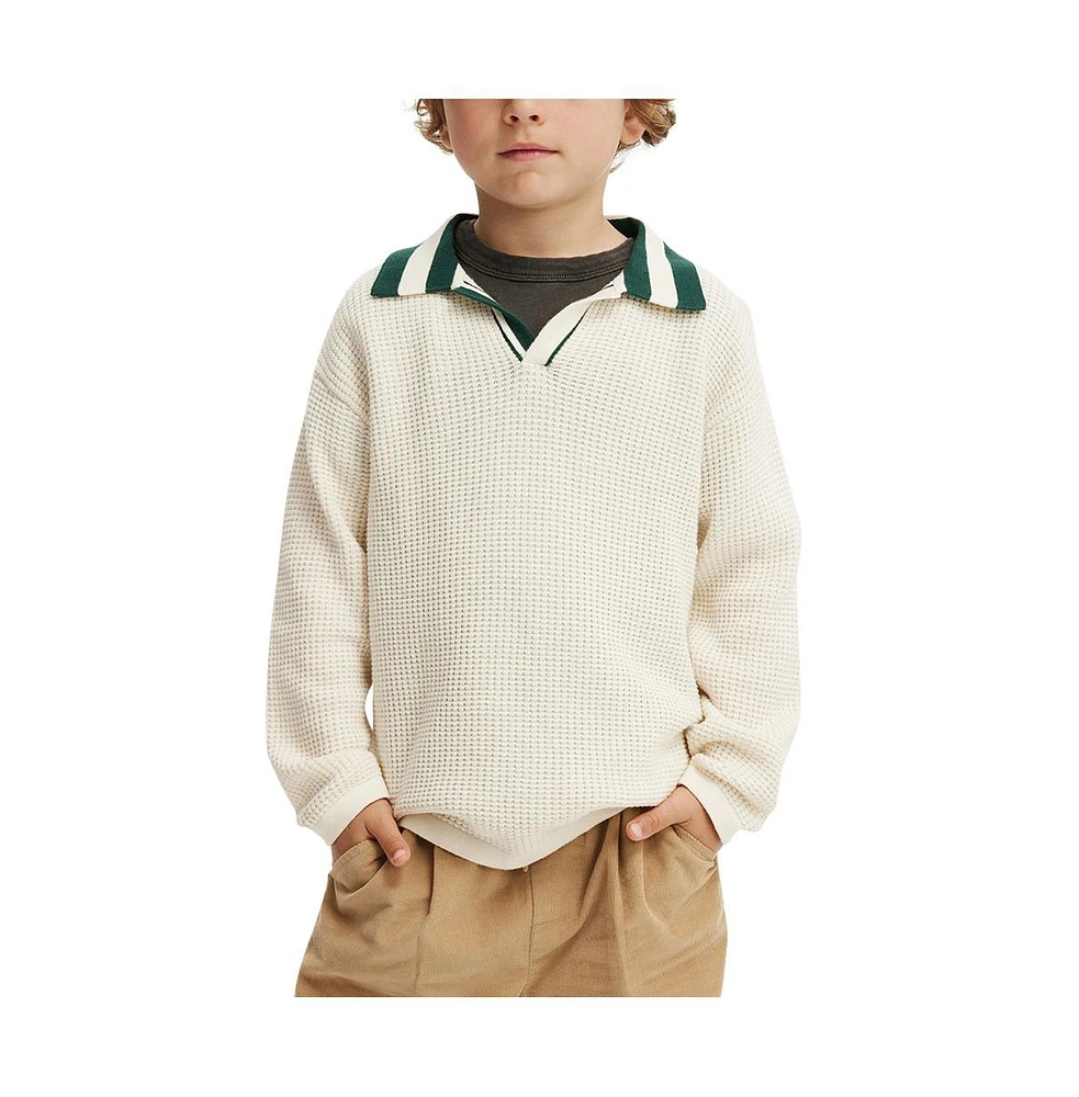 Cotton On Boys Preston Long Sleeve Knit Polo