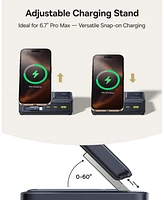 Baseus Nomos 5-in-1 Charging Station 140W, Qi2 15W Magnetic Wireless Charger with 100W Retractable Cable