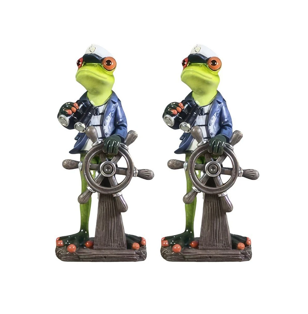 Fc Design "2-pc Gift Set" 7.5"H Frog Captain Steering and Holding Binoculars Figurine Statue Ornament Home Room Office Decor and Perfect Gift Ideas fo