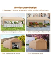 Gouun 10 x 20 Feet Portable Garage Tent Carport with Galvanized Steel Frame-with Sidewall