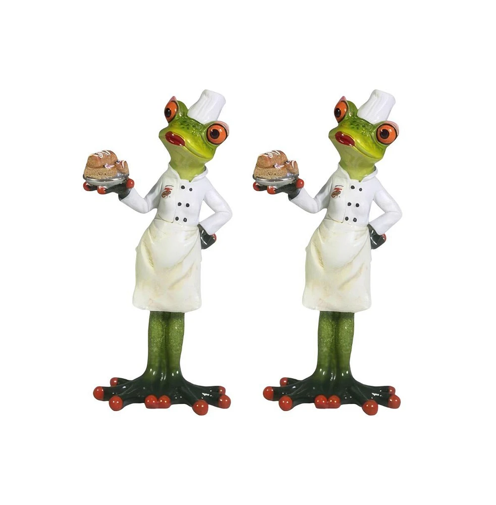 Fc Design "2-pc Gift Set" 7"H Frog Chef Serving Figurine Statue Ornament Home Room Office Decor and Perfect Gift Ideas for Housewarming, Holidays and