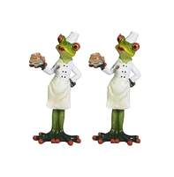 Fc Design "2-pc Gift Set" 7"H Frog Chef Serving Figurine Statue Ornament Home Room Office Decor and Perfect Gift Ideas for Housewarming, Holidays and