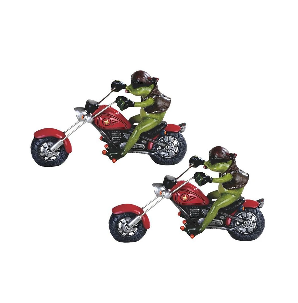 Fc Design "2-pc Gift Set" 8.5"W Frog with Bandana on Red Bike Statue Funny Animal Figurine Statue Ornament Home Room Office Decor and Perfect Gift Ide