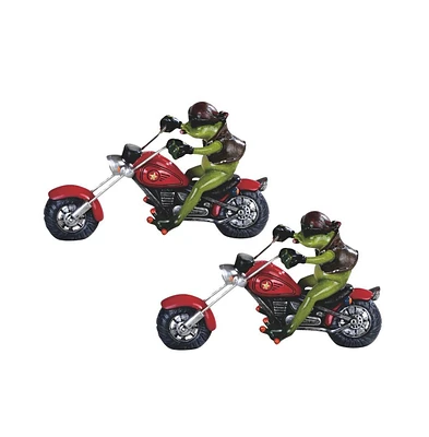 Fc Design "2-pc Gift Set" 8.5"W Frog with Bandana on Red Bike Statue Funny Animal Figurine Statue Ornament Home Room Office Decor and Perfect Gift Ide