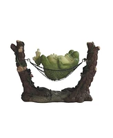 Fc Design "2-pc Gift Set" 6"H Frog Relaxing on Hammock Statue Funny Animal Figurine Statue Ornament Home Room Office Decor and Perfect Gift Ideas for