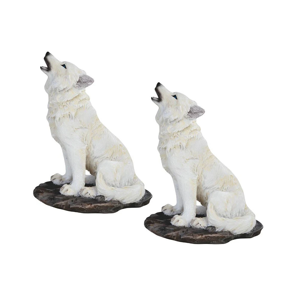 Fc Design "2-pc Gift Set" 5"H Howling Snow Wolf Figurine Statue Ornament Home Room Office Decor and Perfect Gift Ideas for Housewarming, Holidays and