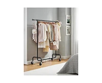 Slickblue Heavy Duty Metal Garment Rack with Clothes Hanging Bar on Wheels Sturdy and Portable