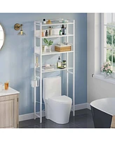 Slickblue Over the Toilet Storage Freestanding Modern Metal Wood Shelving Unit