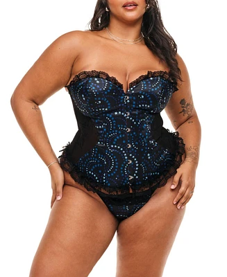 Adore Me Plus Auburn Boned Corset & G-String Set