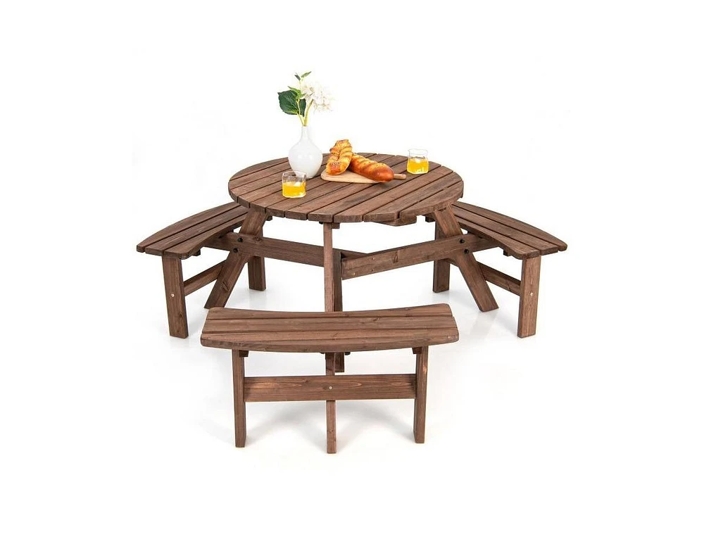 Slickblue Outdoor Picnic Table with 3 Benches for Spacious and Comfortable Outdoor Dining