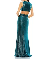 Mac Duggal Women's Metallic Cut Out Gown