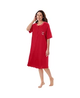 Dreams & Co. Plus Satin Trim Cotton Sleepshirt