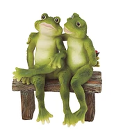 Fc Design "2-pc Gift Set" 5"H Frog Couple Sitting on Bench Statue Animal Figurine Statue Ornament Home Room Office Decor and Perfect Gift Ideas for Ho