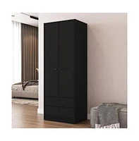 Slickblue Black 2-Door Bedroom Armoire Wardrobe Cabinet for Stylish Storage and Organization