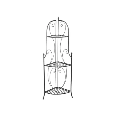 Slickblue Indoor/Outdoor 3-Shelf Metal Corner Baker's Rack and Plant Stand for Storage and Display