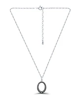 Macy's Oxidized Beaded Oval Pendant Necklace